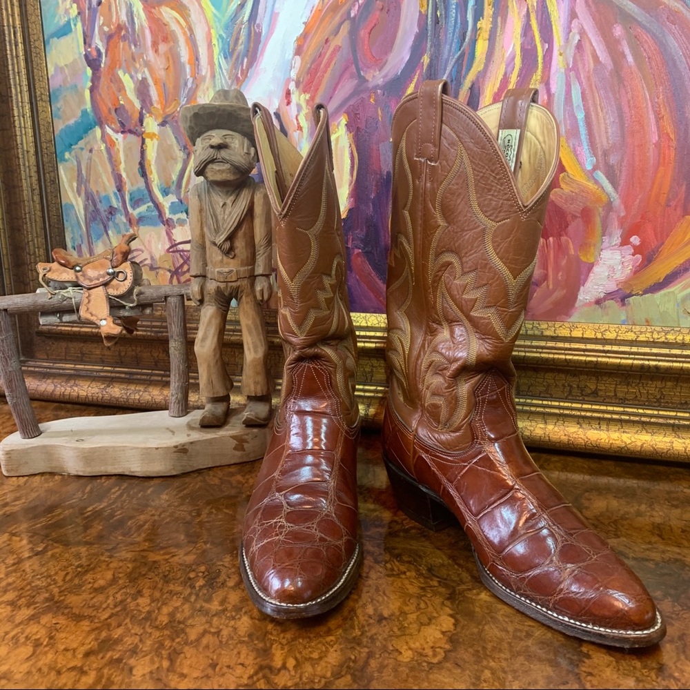 VERY RARE VINTAGE NOCONA ALLIGATOR COWBOY BOOTS - Picture 2 of 10